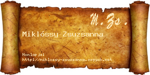Miklóssy Zsuzsanna névjegykártya