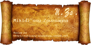 Miklóssy Zsuzsanna névjegykártya